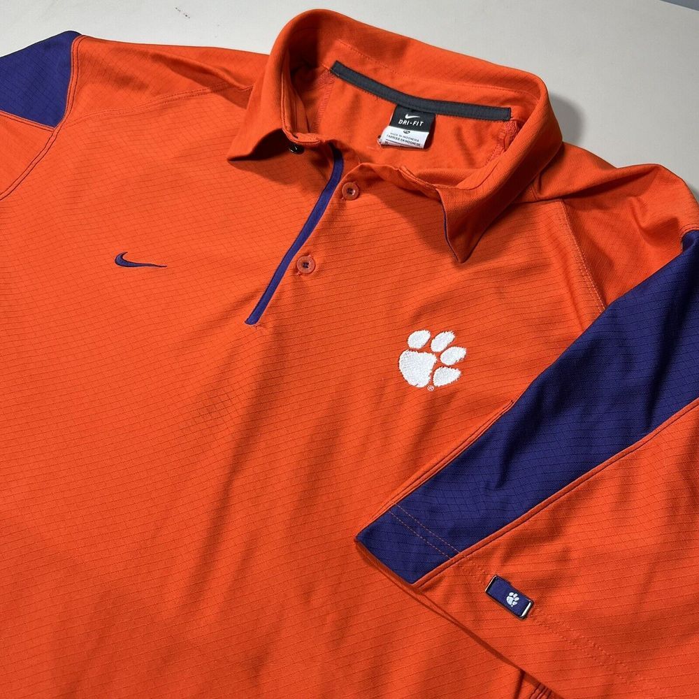 Nike Mens Clemson Tigers Dri-FIT Polo Shirt XL Orange‎ Purple NCAA 22699X-CM1